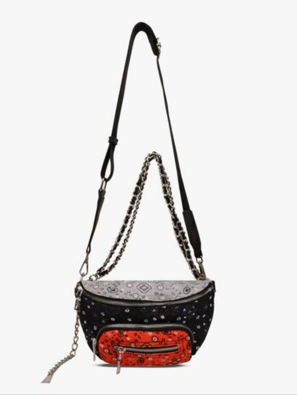 Steve Madden Black & Red Bandana-Print Crossbody